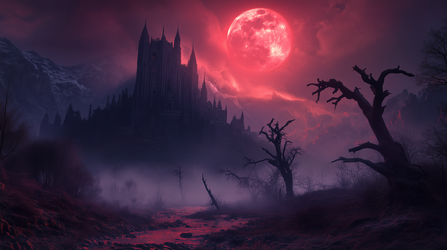 Fantasy Wallpaper (9:16) Cathedral of the Red Moon